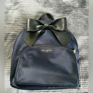 Karl Lagerfeld Bag- Karl Lagerfeld Paris “Kris” Navy Blue Nylon Bow Backpack